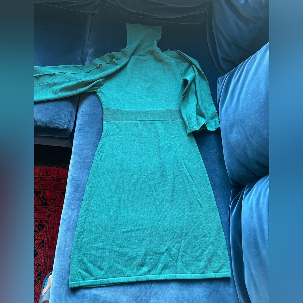 ANTONIO MELANI Teal Long Sleeve Dress 100% Merino Wool